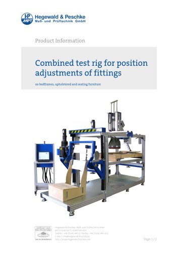 Combined test rig for position adjustments of fittings on bedframes, upholstered and seating furniture