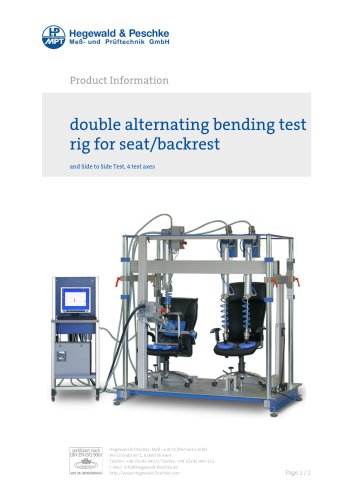 Double test rig for alternating bending tests on seating furniture, upholstery, and interlocking chairs