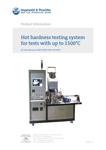 Vickers hardness tester up to 1500°C