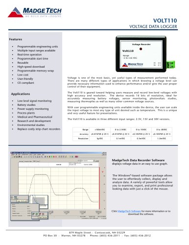  Volt110 Low level, differential input, DC voltage recorder