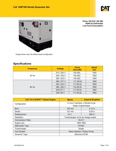 XQP100 Rental Generator Set (Low Fuel Consumption)