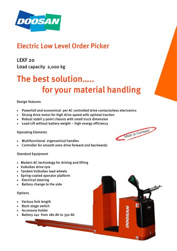 Low level order picker