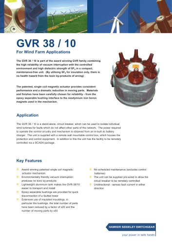 GVR 38 / 10 For Wind Farm Applications