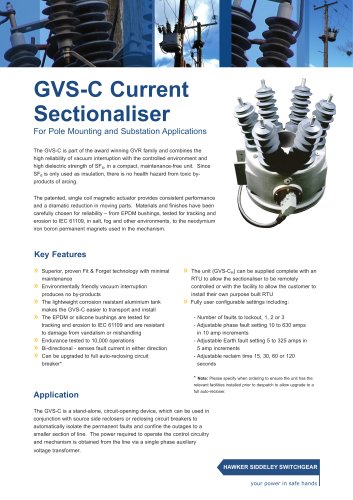 GVS-C Current Sectionaliser For Pole Mounting and Substation Applications