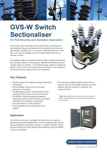 GVS-W Switch Sectionaliser For Pole Mounting and Substation Applications