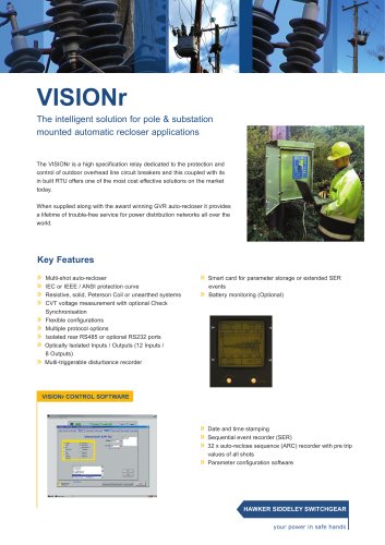 VISIONr The intelligent solution for pole & substation mounted automatic recloser applications