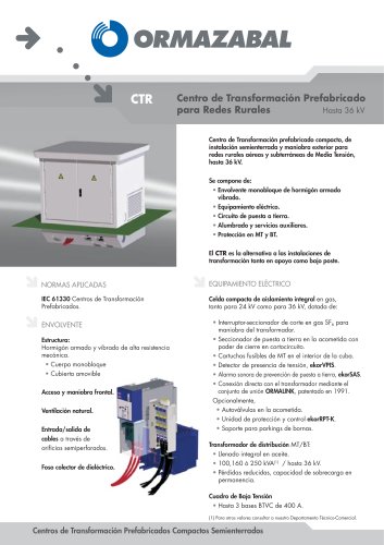 centro de transformacion prefabricado para Redes rurales