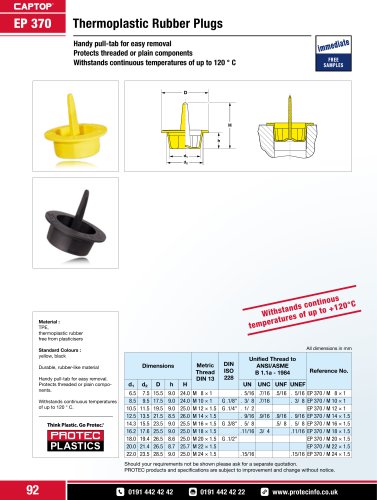 Captop EP 370 Thermoplastic rubber plugs