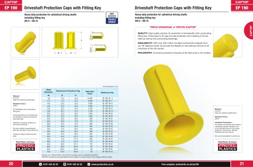 EP 190 Driveshaft Protection Caps with Fitting Key