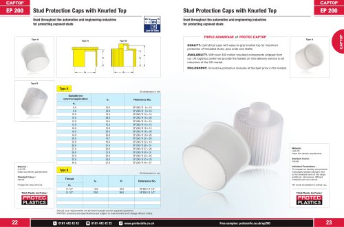 EP 200 Stud Protection Caps with Knurled Top