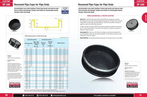 EP 240 Recessed Pipe Caps for Pipe Ends