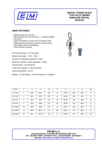 DIGITAL CRANE SCALE TYPE SZ-CP SERIES WIRELESS DIGITAL SCALES