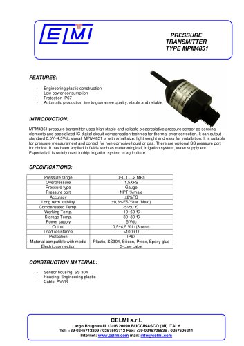 MPM4851 pressure transmitter