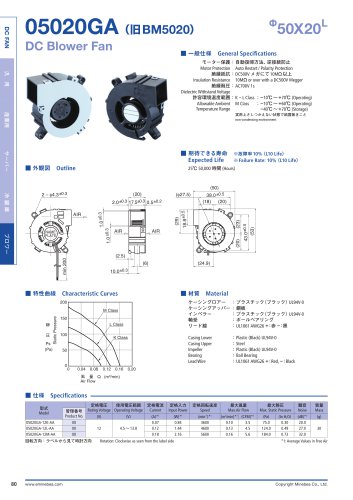 05020GA （旧BM5020） Ф50X20L DC Blower Fan