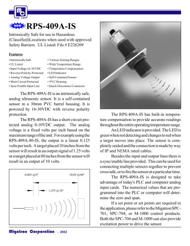 RPS-409A-IS Intrinsically Safe Self Contained Sensor