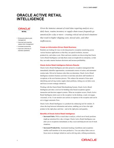 Oracle Active Retail Intelligence