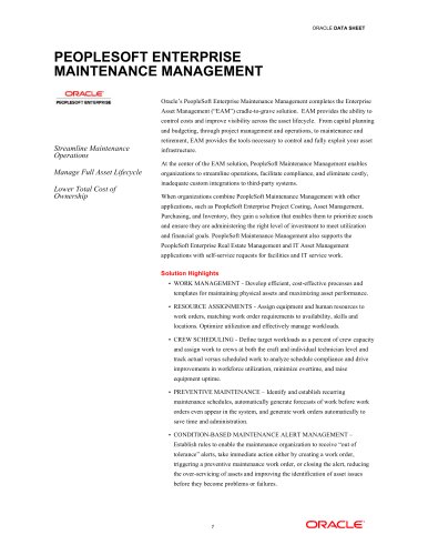 PeopleSoft Enterprise Maintenance Management