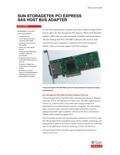 SUN STORAGETEK PCI EXPRESS SAS HOST BUS ADAPTER