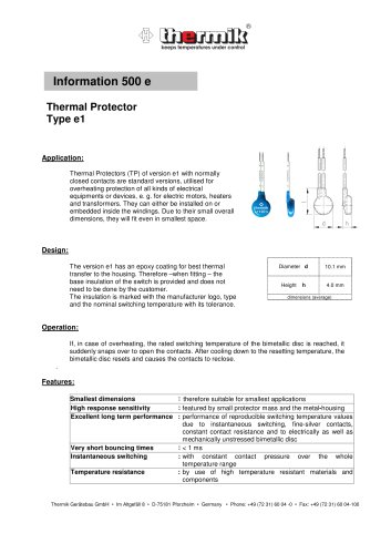 e1 - Thermal-Protectors with epoxy coating