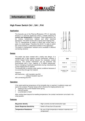 High Power Switch CA1 ; SA1 ; PA1