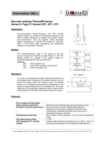 SP1, KP1, CP1 - Thermal-Protectors without insulation cap