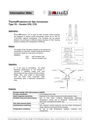 SY-6 / CY-6 ThermalProtectors for Star Connection