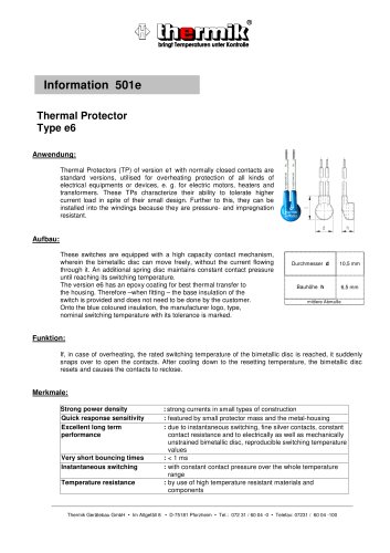 Thermal Protector Type e6