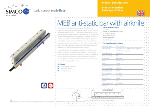 MEB anti-static bar with airknife