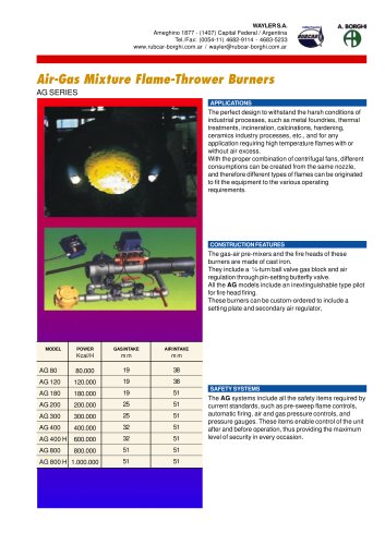 Air Gas burners/AG Series