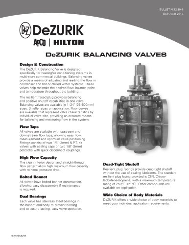 DeZURIK BALANCING VALVES