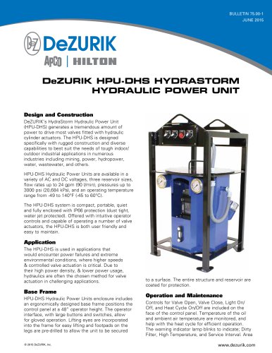 DeZURIK HPU-DHS Hydrastorm Hydraulic Power Unit 75.00-1