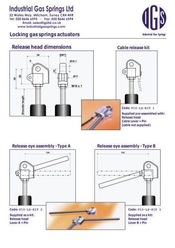 Locking gas springs actuators