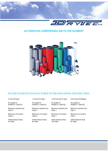 ALTERNATIVE COMPRESSED AIR FILTER ELEMENT