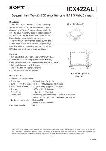 B/W Video Camera CCD ICX422AL