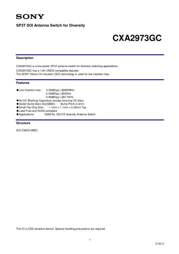 CXA2973GC SP3T SOI Antenna Switch for Diversity