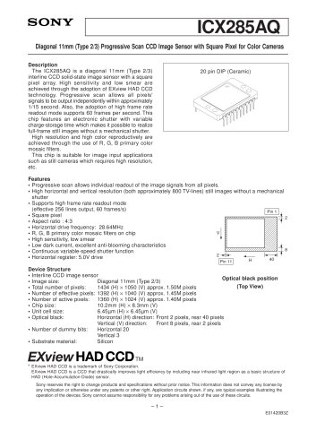 Progressive Scan System CCD ICX285AQ