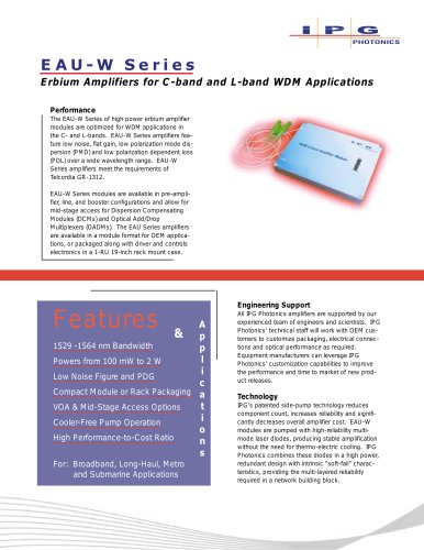 EAU-W Series: High Power Amplifiers for C- and L-Bands