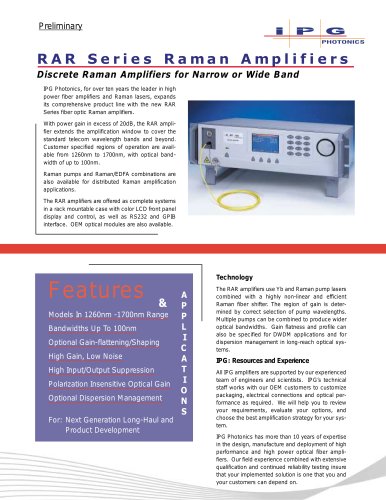 RAR Series Raman Amplifiers