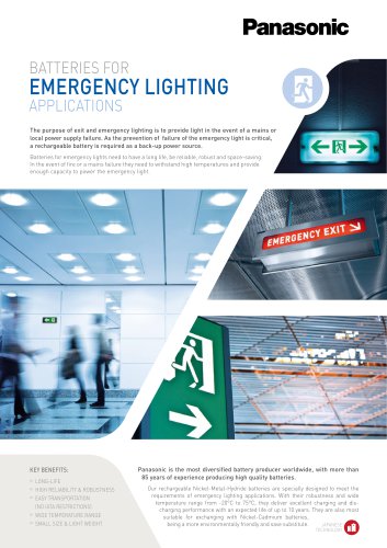 Panasonic Ni-MH batteries leaflet - Emergency lighting EN Ni-MH batteries leaflet - Emergency lighting