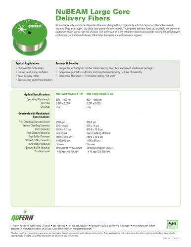 NuBEAM Large Core Delivery Fiber