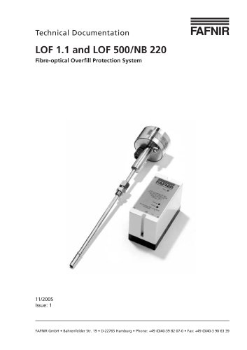 LOF 1.1 and LOF 500/NB 220 Fibre-optical Overfill Protection System