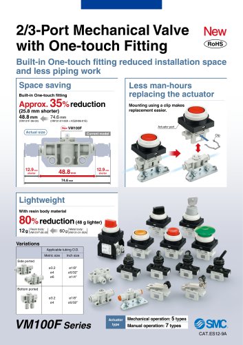 2/3-Port Mechanical Valve with One-touch Fitting