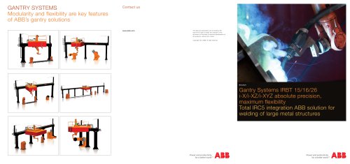 Gantry Systems IRBT 15/16/26 i-X/i-XZ/i-XYZ Brochure