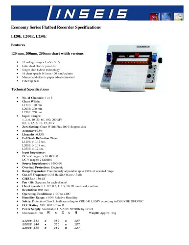 Economy Series Flatbed Recorder Specifications