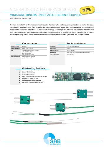 MINIATURE MINERAL INSULATED THERMOCOUPLES