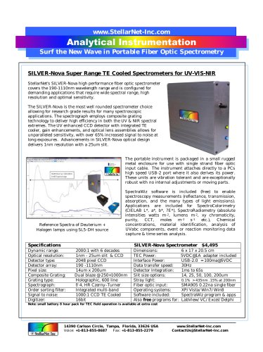 SILVER - Nova Super Range TE Cooled Spectrometers for UV - VIS - NIR