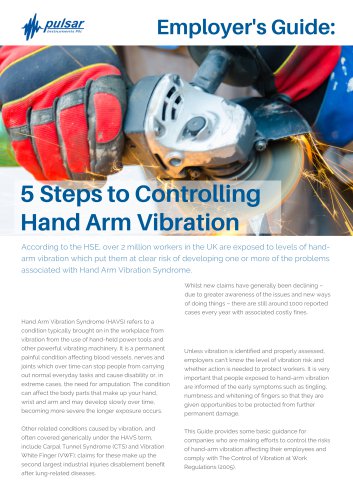 Guide to Controlling Vibration at Work