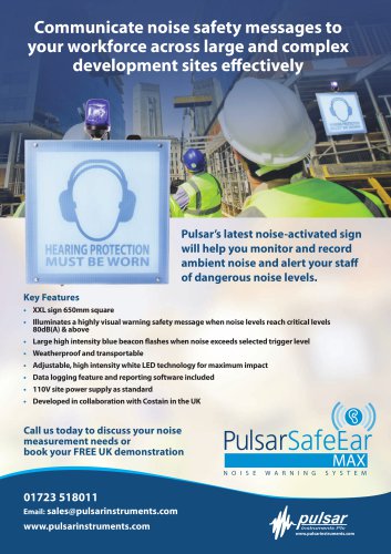 Pulsar SafeEar MAX Noise Warning Sign