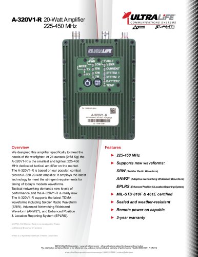 A-320V1-R 225-450 MHz Tactical Amplifier for AN/PRC-154