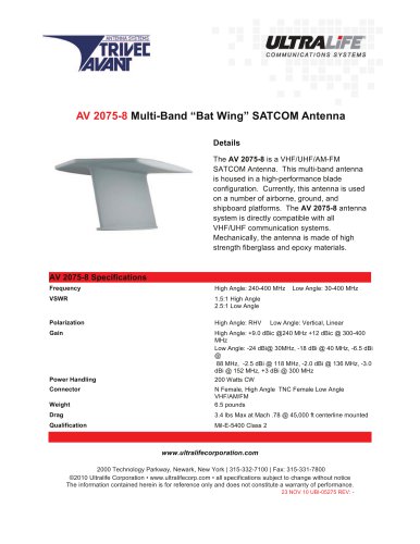 AV 2075-8 Multi-Band "Bat Wing" SATCOM Antenna